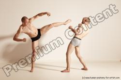 Underwear Martial art Man - Man White Moving poses Slim Short Blond Dynamic poses Academic